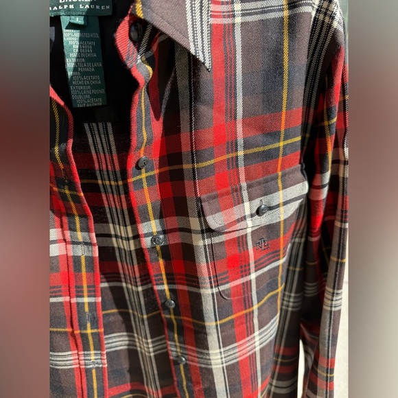Ralph Lauren Red and Black Casual Button Down Shirt Women’s Sz L - Picture 2 of 16